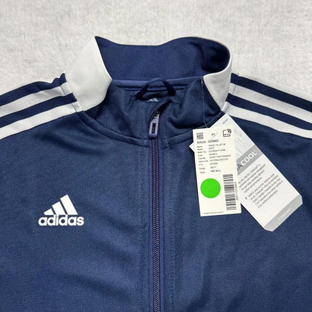 NWT Adidas Aeroready Track Jacket Blue Soccer Full‎ Zip Primegreen Youth Medium